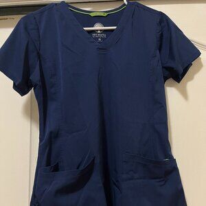 XS Healing Hands Navy Blue Scrub Top